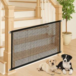 lot 8351 image: Minlend Pet Gate Mesh � No-Drill Easy Install, Good Helper,Portable Folding Dog Safety Fence for Stairs and Doorways, 43.3 W x 28.3 H with 4 Adhesive Hooks