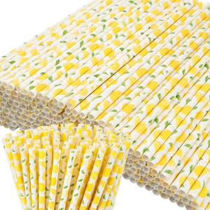 lot 8355 image: Domensi 100 Pcs Plastic Straws Disposable Party,Lemon