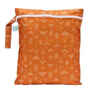 lot 8401 image: Bumkins Waterproof Wet Bag for Baby, Travel, Swim Suit, Cloth Diapers, Pump Parts, Pool, Beach, Gym Clothes, Toiletry, Hook to Stroller, Daycare, Zipper Reusable Wetdry Packing Pouch, Boho Orange