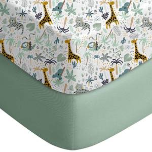 lot 8402 image: Yoofoss 2-Pack Pack and Play Sheets Fitted 38x26 (GreenGiraff)