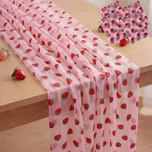 lot 8411 image: Windkream 4 Pcs Strawberry Table Runner 29x70 Inch Pink Glitter Tulle