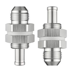 lot 8422 image: EVIL ENERGY 8AN Male Flare Bulkhead to 38 Hose Barb Fuel Tank Fitting Adapter Aluminum, Sliver, 2 PCS