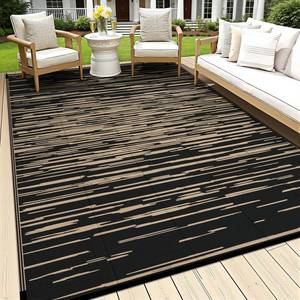 lot 11861 image: HEBE Outdoor Rug Waterproof 5x8 Striped Reversible