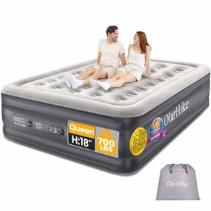 lot 11869 image: OlarHike Queen Air Mattress with Built-In Pump, 18 H  Retail $144.99