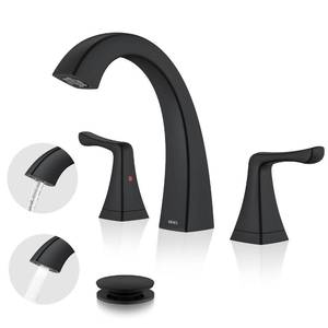 lot 11874 image: KENES Black Bathroom Faucet 3-Hole 8 Inch Widespread