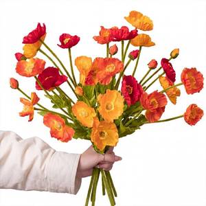 lot 11882 image: MTYKYHOO Artificial Poppy Silk Bouquet 8 Stems  Retail $2199