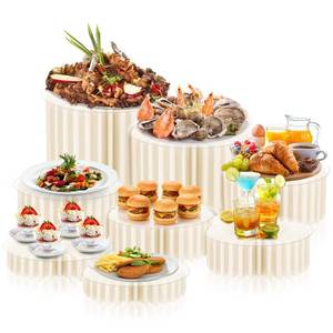 lot 11890 image: Zatozkar 8-Piece Foldable Buffet Risers with Acrylic Plates