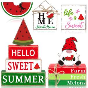 lot 12022 image: Vercraft 11-Piece Watermelon Wooden Table Decor Set