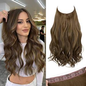 lot 12032 image: SARLA Invisible Wire Hair Extensions 14 Inch Coffee Brown