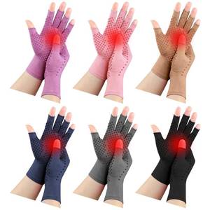 lot 12039 image: JenPen Arthritis Compression Gloves Fingerless 6 Pair M
