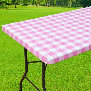 lot 12044 image: Smiry 6 Foot Fitted Vinyl Tablecloth Gingham