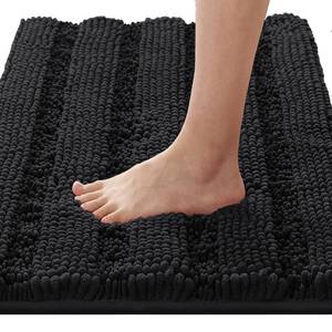 lot 12065 image: H.VERSAILTEX Chenille Bath Rug 17 x 24 Striped Black