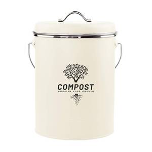 lot 13317 image: Holismo Kitchen Countertop Compost Bin, Odor Resistant Indoor Compost Bin with Lid and Charcoal Filter, Rust Resistant Coated Compost Bucket, Compost Container, Cream