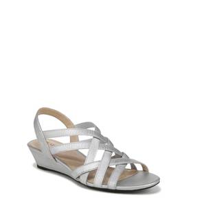 lot 13326 image: LifeStride Womens Yung Strappy Wedge Sandals Silver 9.5 W