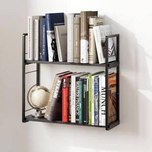 lot 13333 image: ART-GIFTREE Floating Book Shelves for Wall, 2-Layer Wall Bookshelf for Book Storage, Space Saver, 16in Stud Hanging Shelf, Bedside Shelf for Living Room Bedroom Office, Black