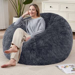 lot 13346 image: Bean Bag Cover (No Filler) Soft Faux Fur Stuffed Animal Bean Bag Storage, Fluffy Plush Bean Bag Chair Cover Washable, Comfy Bean Bag Covers for Adults Kids Teens