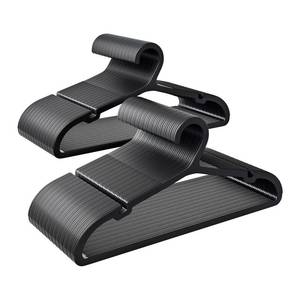lot 13352 image: ABHENG 80 Pack Clothes Hangers, Non Slip Plastic Coat Hangers, Space Saving Hangers, Heavy Duty, Hanging Dry Wet Clothes, 16.4in x 8.3in, Black, UAPY0580B