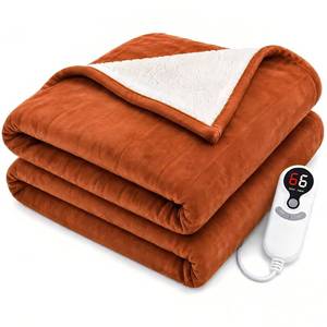 lot 13369 image: Electric Heated Blanket,Flannel and Sherpa,Twin 62x84in,Caramel,Great Gift