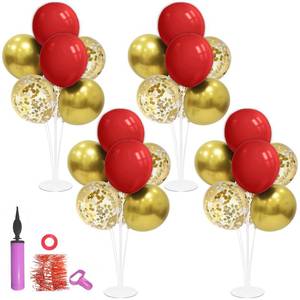 lot 13373 image: ZJDHPTY 4Set Red Gold Balloon Stand Table Centerpieces Party Decor