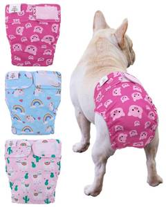 lot 14025 image: CuteBone Washable Dog Diapers Female No Tail Hole 3 Pack Reusable Doggie Period Training Pants for Docked-Tail Frenchie French Bulldog Boston Terrier Without Tail WWD15L