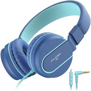 lot 14044 image: AILIHEN I35 Kids Headphones for School with Mic, 93dB Safe Volume, Blue