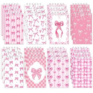 lot 14049 image: Faccito 24 Pieces Nautical Mini Notebooks Nautical Theme Spiral Small Notepads Anchors Pocket Journals Notebooks for Birthday Party Classroom Rewards Office (Pink Bow Style)