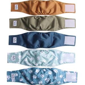 lot 14050 image: JoyDaog 5 Pack Washable Male Dog Diapers,Reusable Small Dog Belly Bands,S