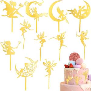 lot 14065 image: 11 Pcs Gold Fairy Cake Toppers Flower Angel Cupcake Topper Ballet Fairy Birthday Cake Decorations for Birthday Wedding Decoration Supplies