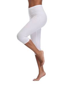 lot 14068 image: Kotii Womenfts Summer Lightweight Capri Leggings Plus Size Crop Leggings Stretch Tights Pants,White,Fits S-M