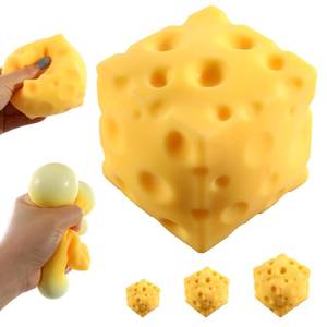 lot 14072 image: Jumbo Cheese Squishy (11cm), Big Squishy Cheese Block Stress Relief Fidget Toy,Large Size Viral Squeeze Toys for Holiday and Birthday Gifts (4.3 in)
