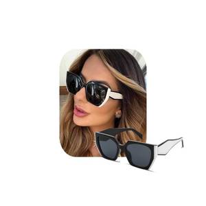 lot 14100 image: JiSoo Oversized Cat Eye Sunglasses for Women, Big Sunglasses for Women Oversized, Trendy Square Cateye Sun Glasses,Black WhiteGrey