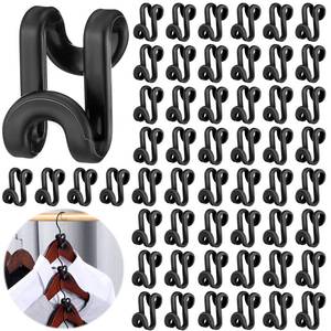 lot 14107 image: Unittype 100 Pcs Black Plastic Heavy Duty Clothes Hanger Connector Hooks, Space Saving, Cascading