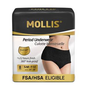 lot 14114 image: MOLLIS Disposable Period Underwear, Postpartum Panties, SM, Black, 8Ct