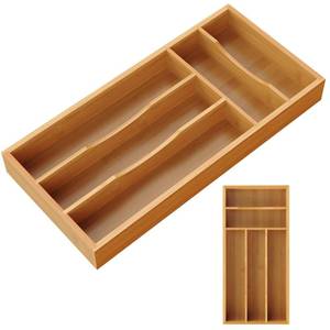 lot 14131 image: Bayting Small Silverware Organizer, Bamboo Kitchen Drawer Cutlery Organizer, Utensil Holder, Flatware Organizer Tray (6.7inx14.2inx1.6in)