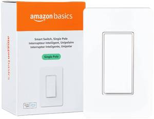 lot 14136 image: Amazon Basics Smart Light Switch, Single Pole, Works with Alexa Only, Voice Control, Schedule, 2.4 GHz Wi-Fi, No Hub Required, Easy to Install, White