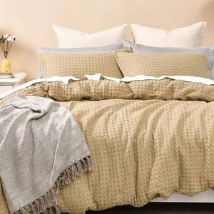 lot 19551 image: PHF 100percent Cotton Waffle Duvet Cover King, Ultra Soft Skin-Friendly Duvet Cover Set for All Season, Luxury Decorative Textured Comforter Cover with Pillow Shams Bedding Collection, 104inx90in, Khaki