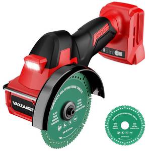 lot 19554 image: Cordless Cut Off Tool Compatible with Milwaukee Battery, 18,000 RPM Brushless Motor, 4in Blades (2pcs) with Dust Cover, 1.2mm Max Blade Thickness for WoodMetalPlasticBATTERIES NOT INCLUDED(USED, Orange)
