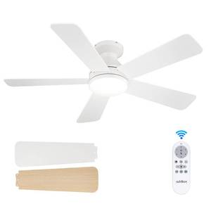 lot 19568 image: addlon 42 Inch White Low Profile Ceiling Fans with Lights and Remote