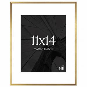 lot 19588 image: Americanflat 11x14 Picture Frame - Matted to 8x10 - Metal - Gold