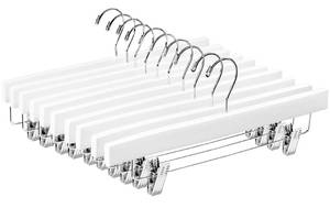 lot 19638 image: ZOBER Wooden Pants Hangers with Clips, Clothes Hangers, Wood, 10 Pack