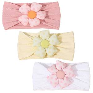 lot 20233 image: 3 Pcs Baby Flower Headbands Baby Girl Nylon Headband Soft Newborn Hairbands