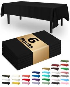 lot 20242 image: Pureegg Plastic Table Cloth Disposable 6 Pack, 54 x 108 Inch, Black