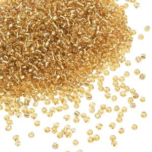 lot 20266 image: PONABEADIY 3000PCS 2mm Clear Mini Gold Glass Seed Beads for Jewelry Making