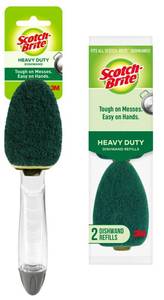 lot 20272 image: Scotch-Brite Heavy Duty Dishwand Kit, Includes 1 Wand and 2 Refill Pads, Keep Hands Out of the Mess