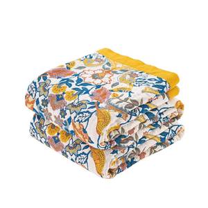 lot 20277 image: XIBLC Boho Blanket Throw Quilt, 100percent Cotton Soft Light Weight Throw Blankets for Summer, 50inx60in Farmhouse Flower Decorative Blankets, All Season Rustic Reversible Bohemian Throw Quilt