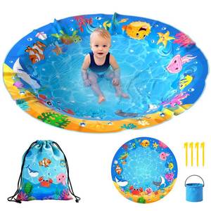 lot 20279 image: Baby Beach Pool, Waterproof Beach Pool Blanket for Toddler, 2 in 1 Toddler Paddling Pool with Carrying Bag, Collapsible Beach Puddle Mat for Boys Girls Kids Infant Outdoor Beach Toys