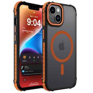 lot 20283 image: DEERLAMN Strong Magnetic Case for iPhone 13iPhone 14 6.1-Inch, Compatible with MagsafeMilitary Grade Drop Protection Translucent Matte Shockproof Protective Phone Cover-Frosted Orange