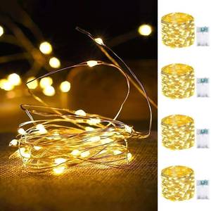 lot 20285 image: 4 Pack Fairy Lights Battery Operated 16FT 50 LED String Lights Warm White