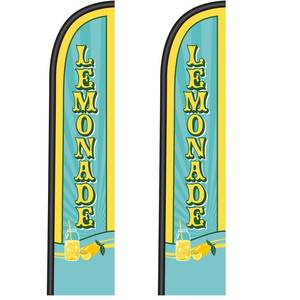 lot 20290 image: Remagr 2 Pcs Lemonade Sign Feather Flag for Business 12 x 2.5ft Windless Lemonade Banner Swooper Flag for Summer Outdoor Business Food Advertising, Pole Not Included (Blue)