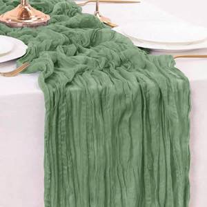 lot 20307 image: 35 X 120 Inch Sage Green Cheesecloth Table Runner, Boho Tulle Fabric Cheese Cloth Table Runners, Summer Gauze Sheer Decorations for Wedding Party Bridal Shower Baby Birthday Centerpiece Home Dcor